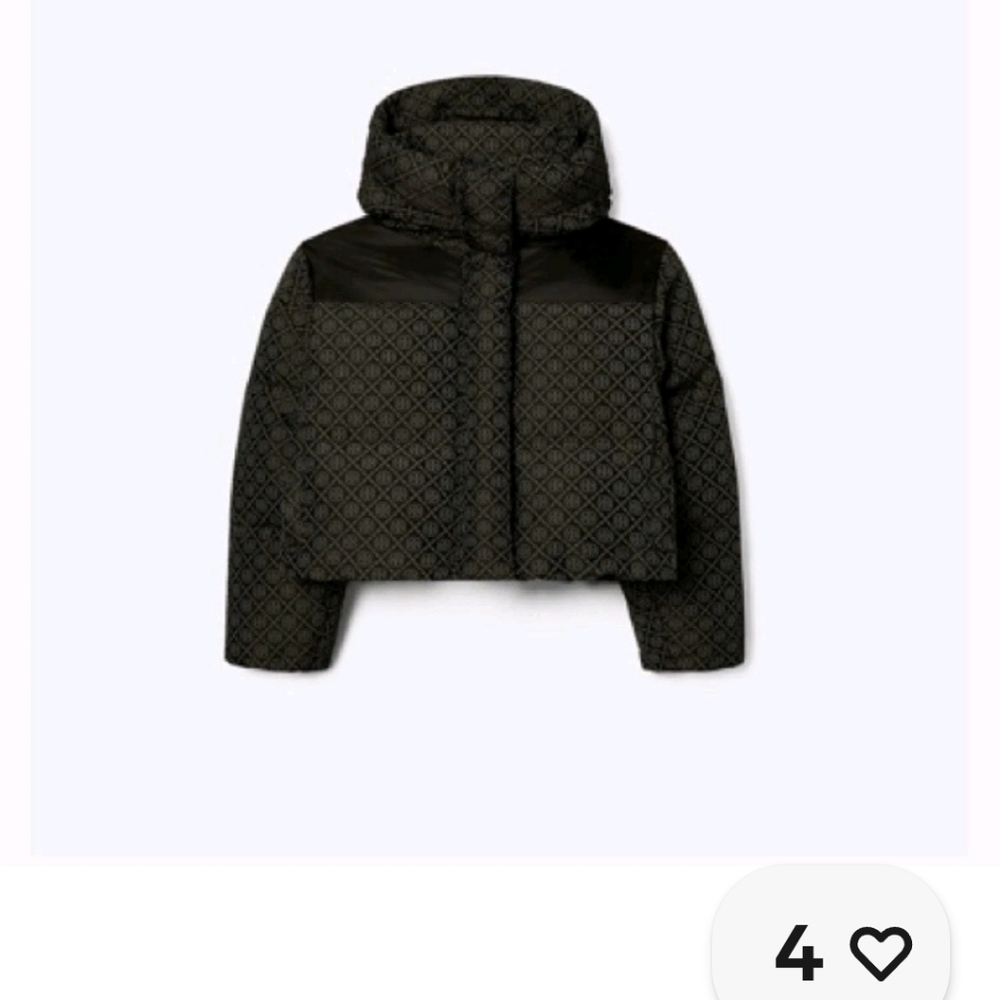 Tory Burch Black Patterned Puffer Jacket